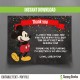 Mickey Mouse Chalkboard Style 7x5 in. Birthday Party Invitation with FREE editable Thank you Card